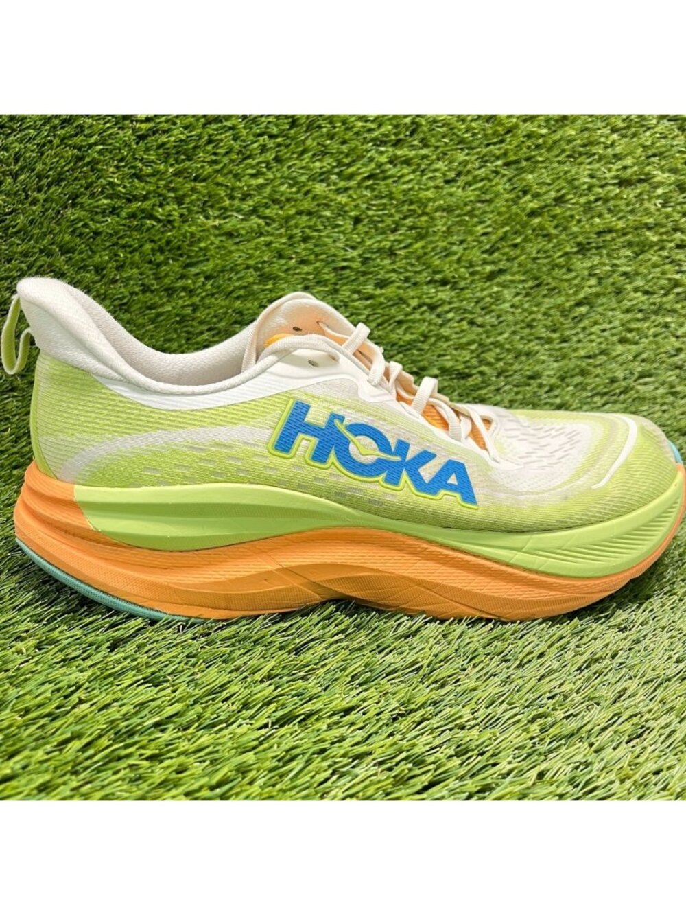 Hoka One One Skyflow Mens Size 13 Green Orange Athletic Running Shoes Sneakers